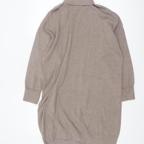 F&F Women Beige Roll Neck Long Sleeve Tunic Jumper M