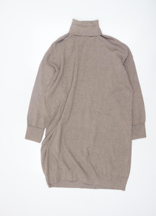 F&F Women Beige Roll Neck Long Sleeve Tunic Jumper M