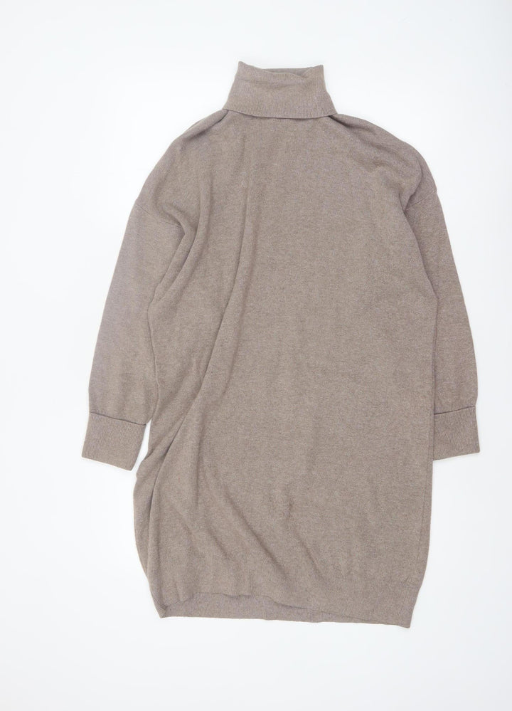 F&F Women Beige Roll Neck Long Sleeve Tunic Jumper M