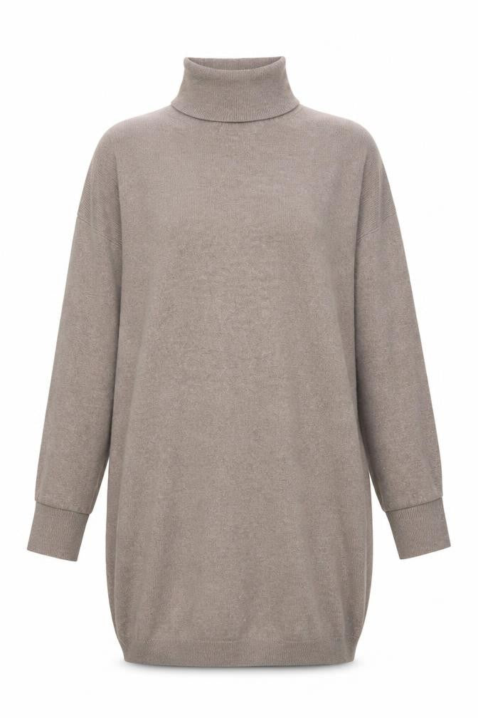 F&F Women Beige Roll Neck Long Sleeve Tunic Jumper M