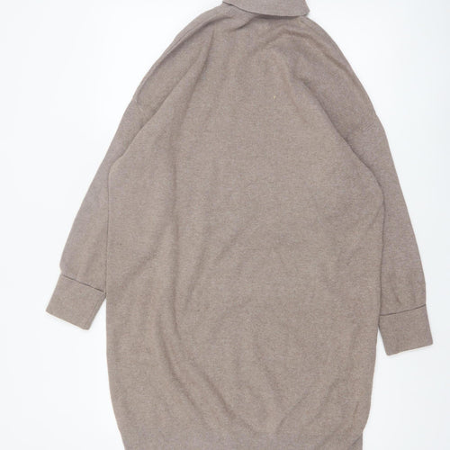 F&F Women Beige Roll Neck Long Sleeve Tunic Jumper M