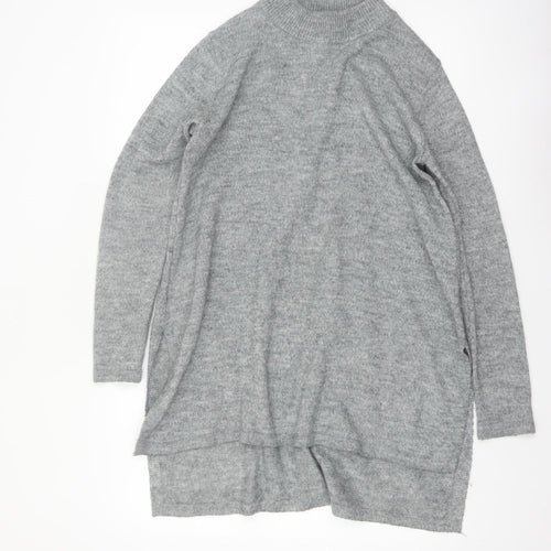 H&M Women’s Grey Mock Neck Long Sleeve Tunic Jumper Size 12