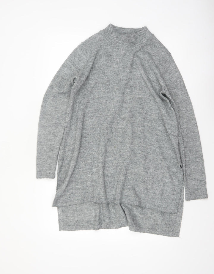 H&M Women’s Grey Mock Neck Long Sleeve Tunic Jumper Size 12