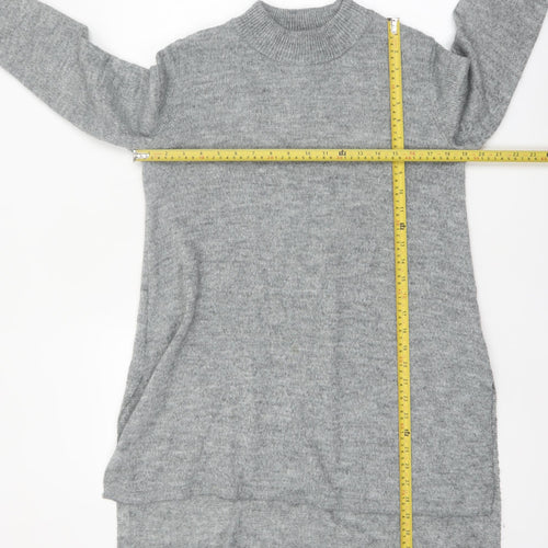 H&M Women’s Grey Mock Neck Long Sleeve Tunic Jumper Size 12