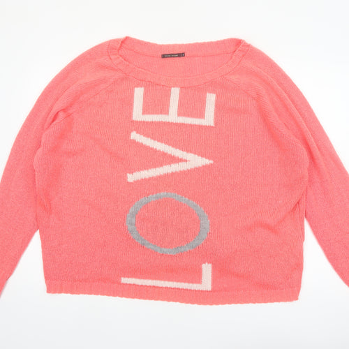 River Island Women Pink LOVE Knit Jumper Size 16