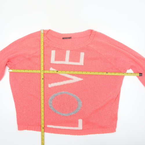 River Island Women Pink LOVE Knit Jumper Size 16