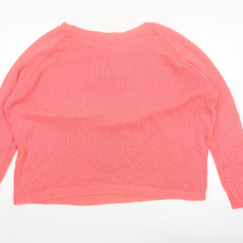 River Island Women Pink LOVE Knit Jumper Size 16