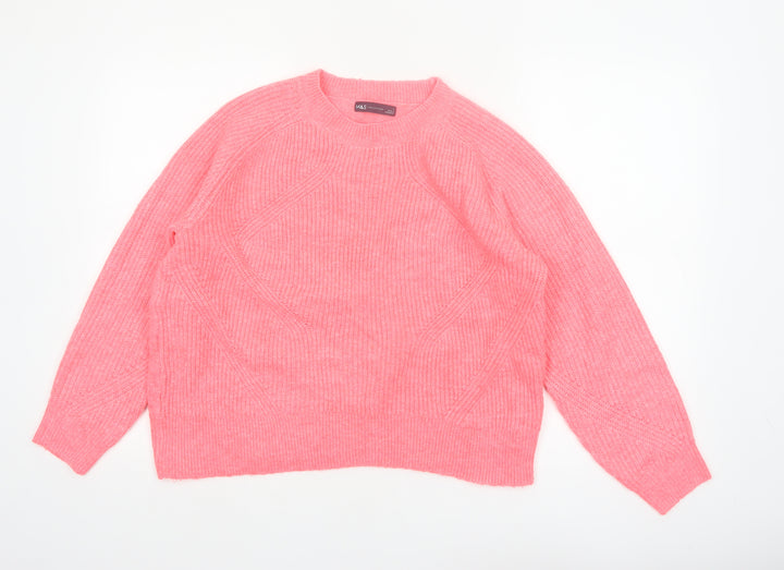 Marks and Spencer Women’s Pink Knit Crew Neck Pullover Jumper L