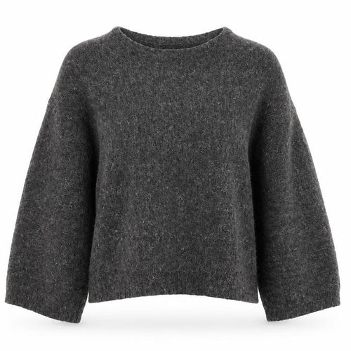 Zara Women Grey Wool Blend Relaxed Chunky-Knit Jumper Size 12