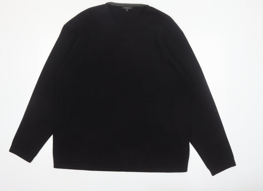 George Men’s Black 2XL V-Neck Knit Acrylic Jumper