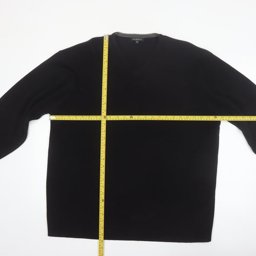 George Men’s Black 2XL V-Neck Knit Acrylic Jumper