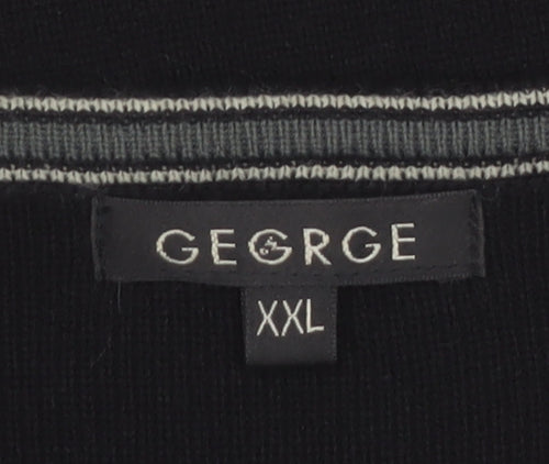 George Men’s Black 2XL V-Neck Knit Acrylic Jumper
