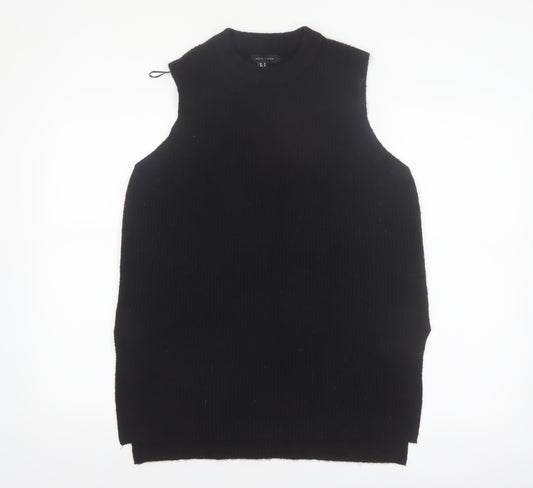 New Look Women Black Sleeveless Mock Neck Knit Vest M