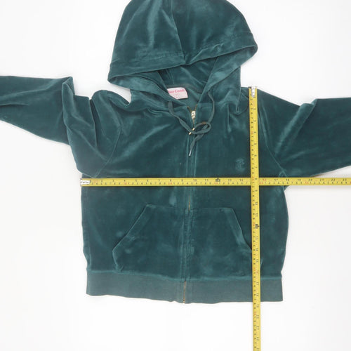 Juicy Couture Women Green Velour Full Zip Hoodie Size L