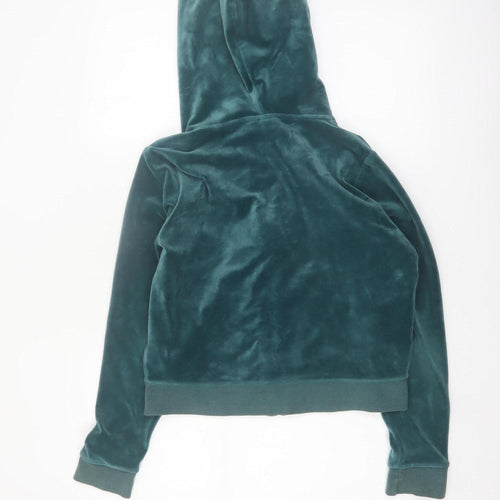 Juicy Couture Women Green Velour Full Zip Hoodie Size L
