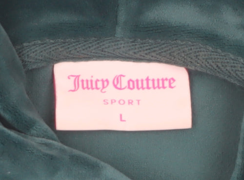 Juicy Couture Women Green Velour Full Zip Hoodie Size L
