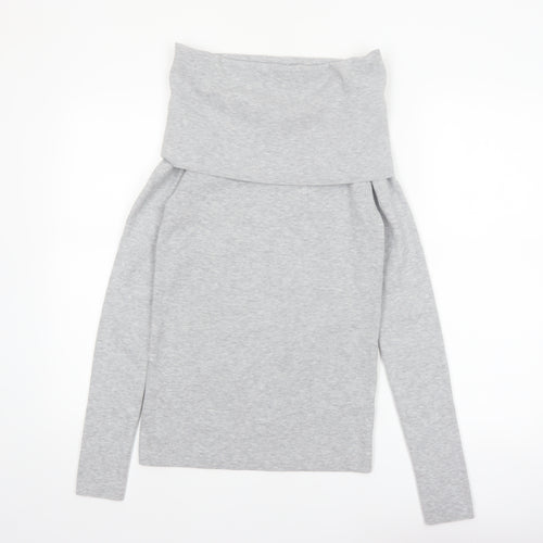 Bershka Women's Grey Cowl Neck Long Sleeve Pullover Jumper Size 14