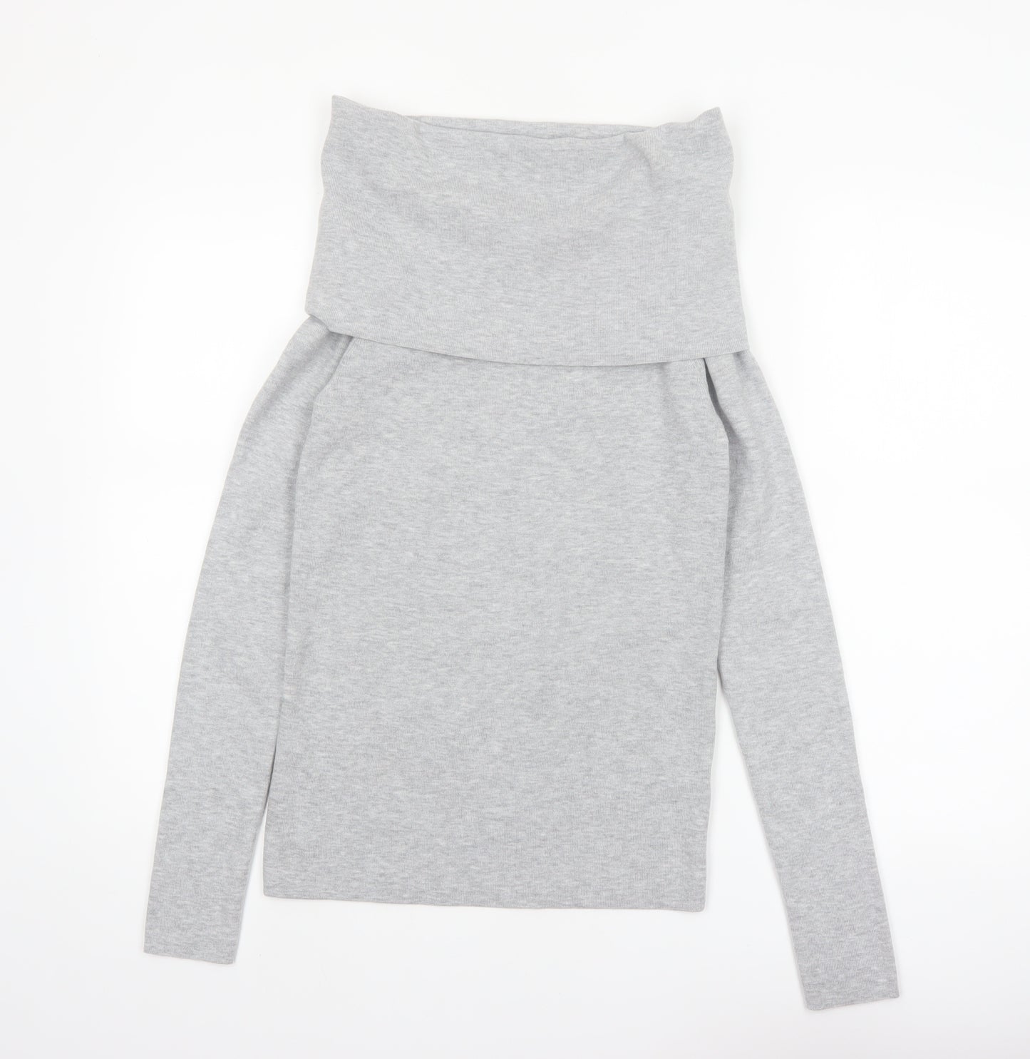 Bershka Women's Grey Cowl Neck Long Sleeve Pullover Jumper Size 14