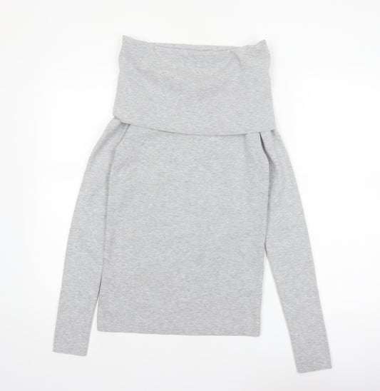 Bershka Women's Grey Cowl Neck Long Sleeve Pullover Jumper Size 14