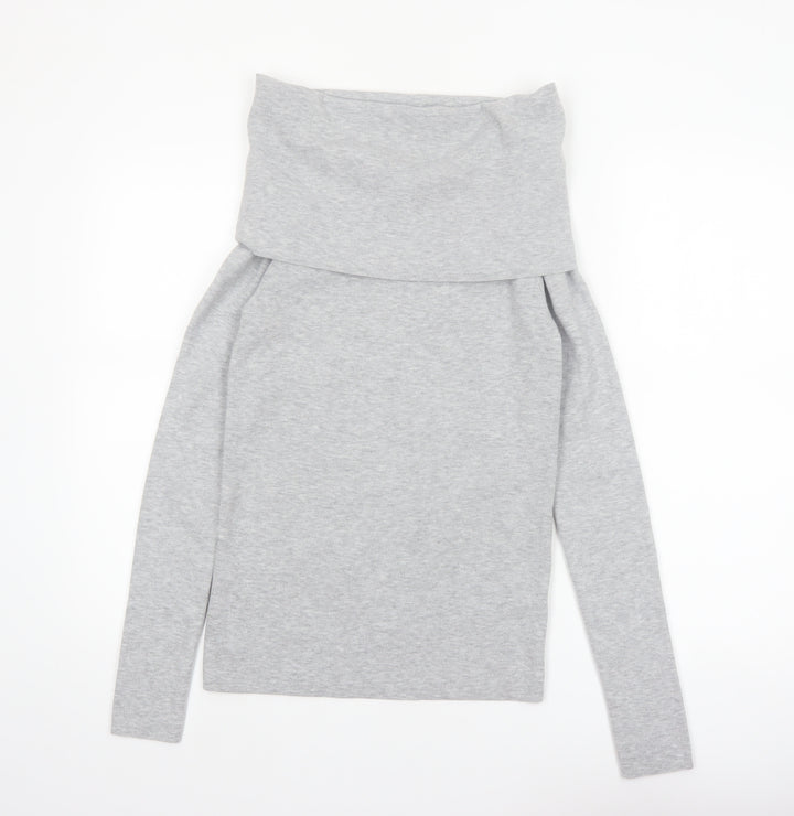 Bershka Women's Grey Cowl Neck Long Sleeve Pullover Jumper Size 14