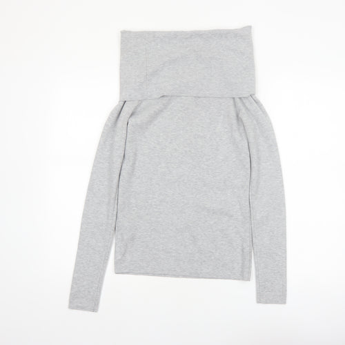 Bershka Women's Grey Cowl Neck Long Sleeve Pullover Jumper Size 14