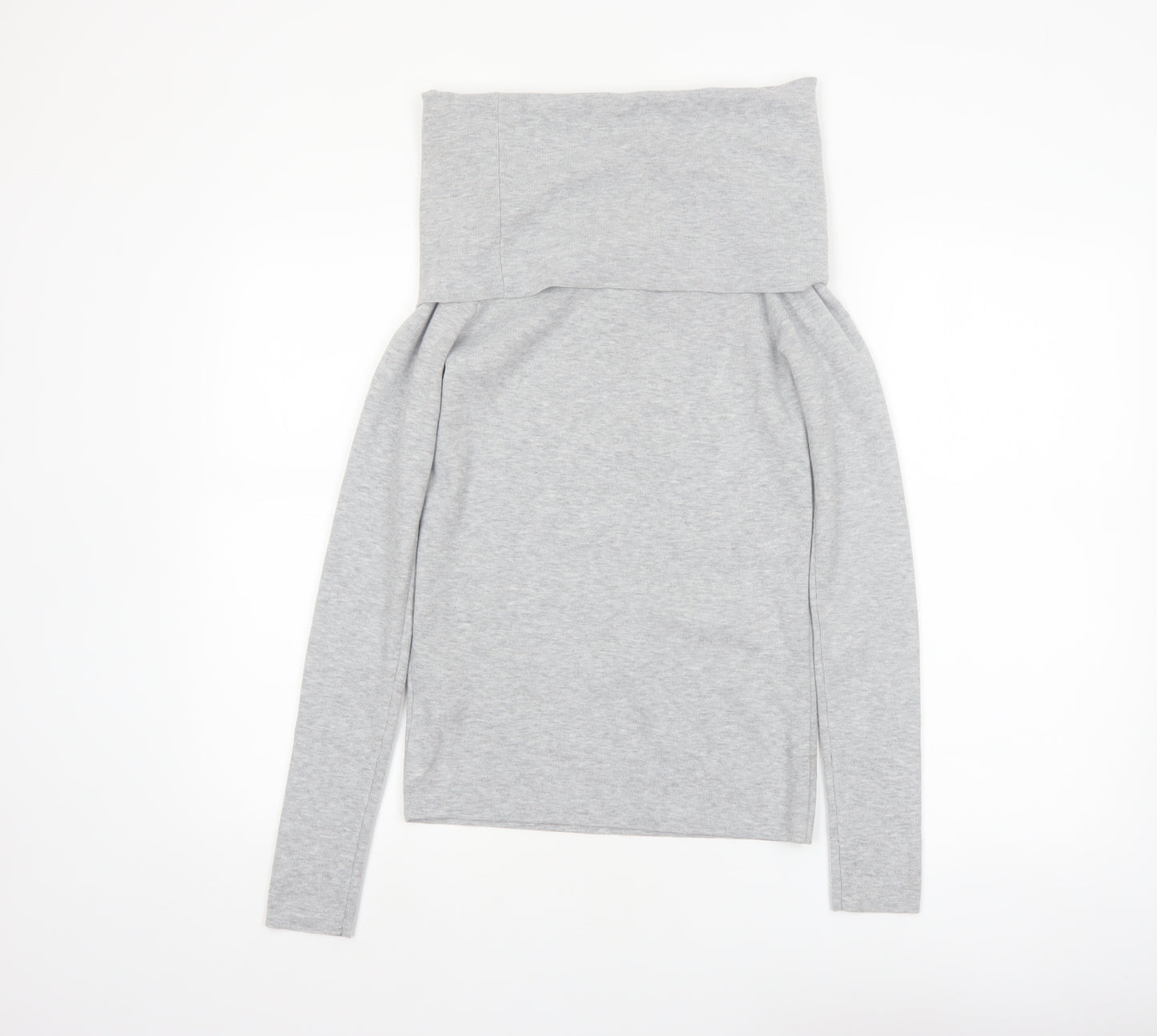 Bershka Women's Grey Cowl Neck Long Sleeve Pullover Jumper Size 14