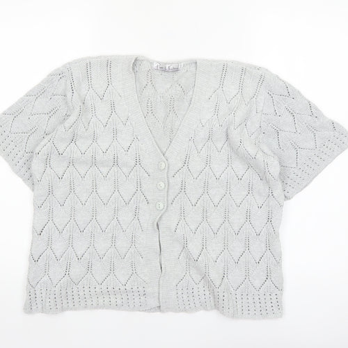 Pure & Natural Women’s Grey Open Knit Short Sleeve Cardigan Size 2