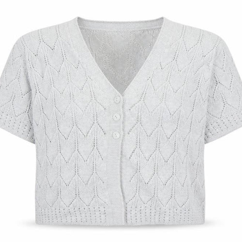 Pure & Natural Women’s Grey Open Knit Short Sleeve Cardigan Size 2