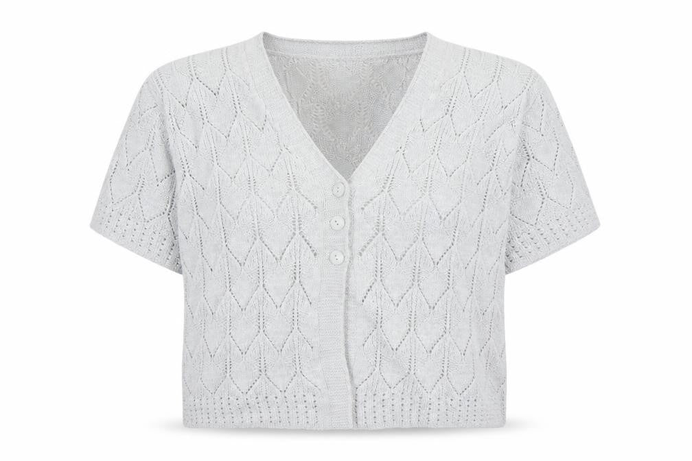 Pure & Natural Women’s Grey Open Knit Short Sleeve Cardigan Size 2