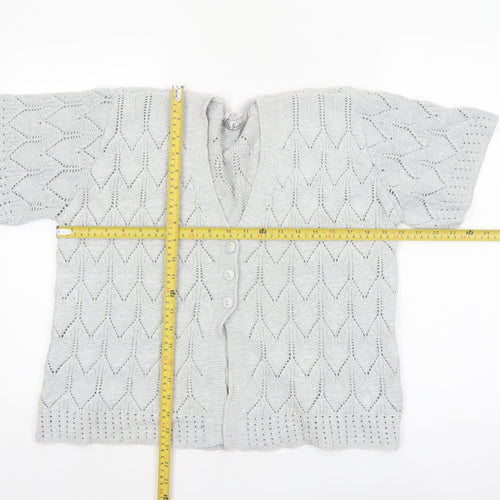 Pure & Natural Women’s Grey Open Knit Short Sleeve Cardigan Size 2