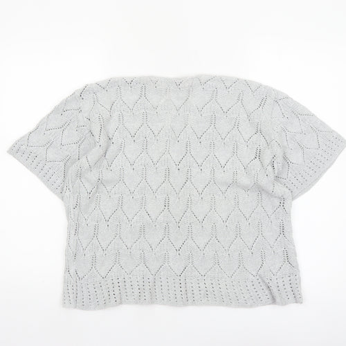 Pure & Natural Women’s Grey Open Knit Short Sleeve Cardigan Size 2