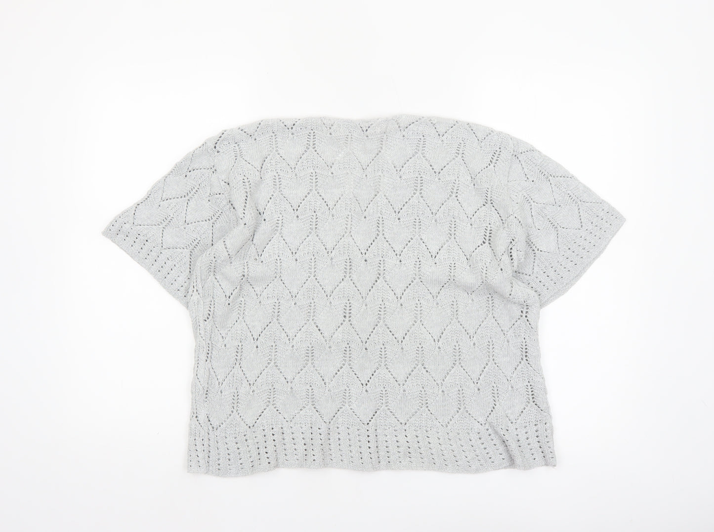 Pure & Natural Women’s Grey Open Knit Short Sleeve Cardigan Size 2