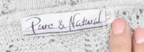 Pure & Natural Women’s Grey Open Knit Short Sleeve Cardigan Size 2