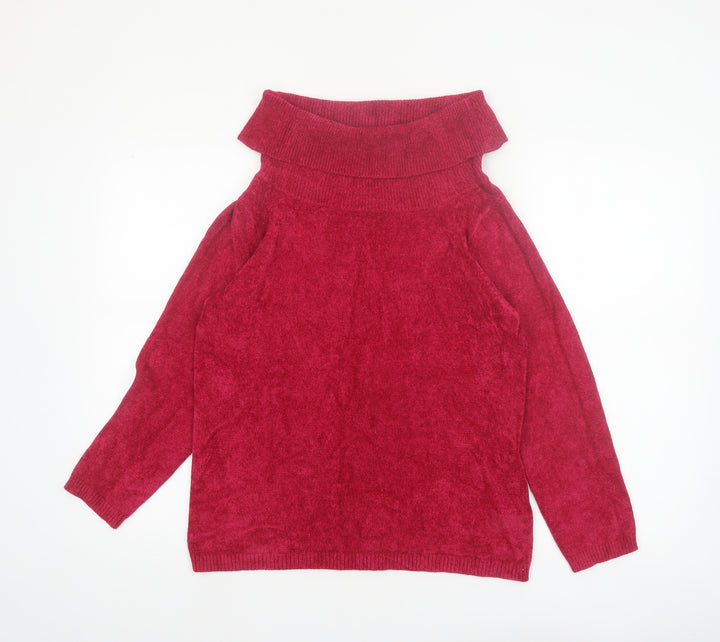 Marks and Spencer Women's Red Roll Neck Jumper Size 16