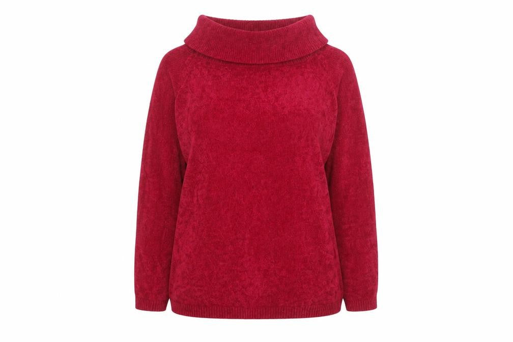 Front view of Marks & Spencer Women's Red Roll Neck Jumper, size 16