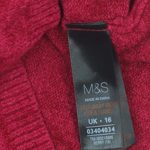 Marks and Spencer Women's Red Roll Neck Jumper Size 16