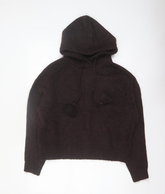 Marks and Spencer Per Una Brown Alpaca Blend Hooded Jumper Women M