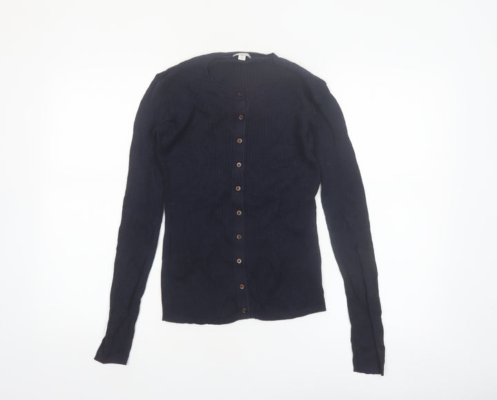 GAP Womens Navy Blue Medium Button-Up Cardigan Jumper