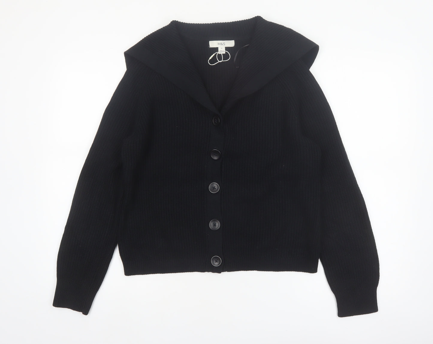 Marks and Spencer Women's Black Collared Knit Cardigan Size M