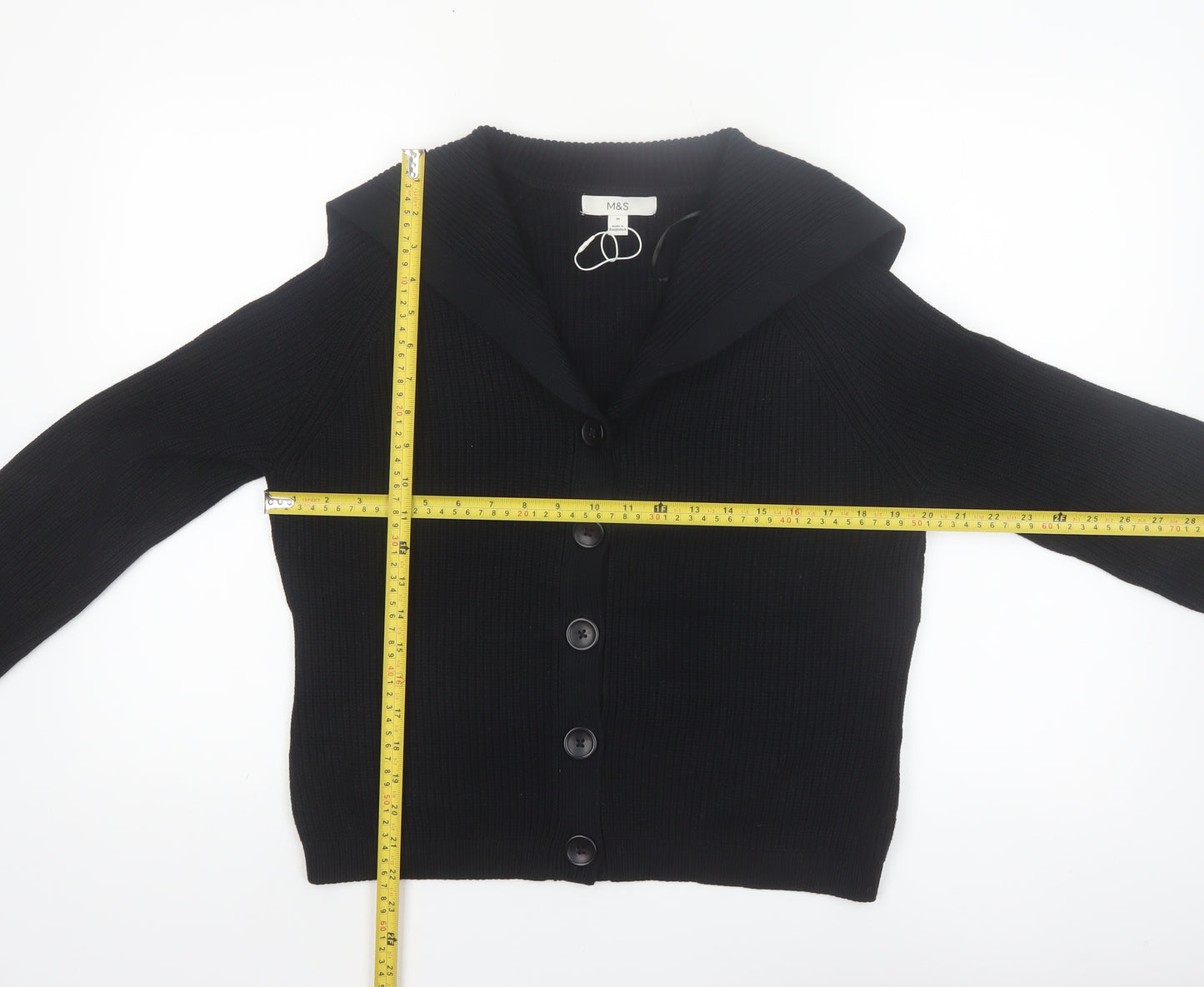 Marks and Spencer Women's Black Collared Knit Cardigan Size M