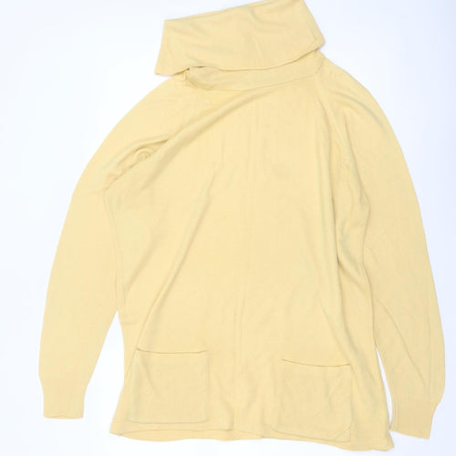 Jessica Reid Women's Yellow Roll Neck Knit Jumper M Long Sleeve
