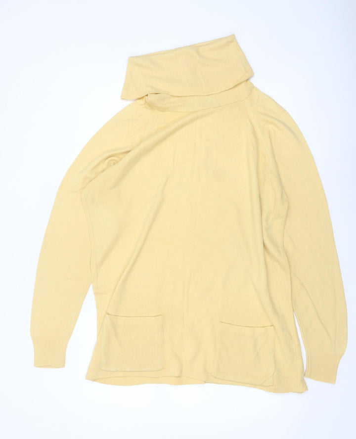 Jessica Reid Women's Yellow Roll Neck Knit Jumper M Long Sleeve