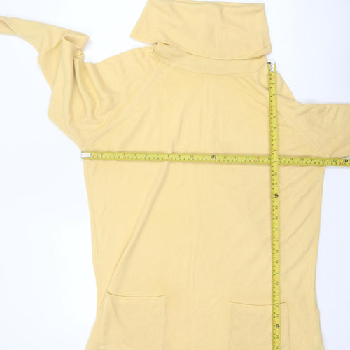 Jessica Reid Women's Yellow Roll Neck Knit Jumper M Long Sleeve