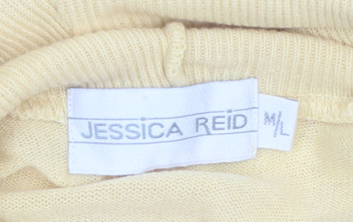 Jessica Reid Women's Yellow Roll Neck Knit Jumper M Long Sleeve