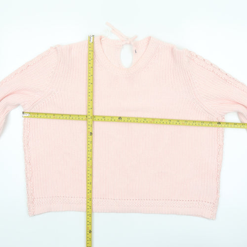 Marks and Spencer Women Pink XL Knit Cotton Crew Neck Jumper