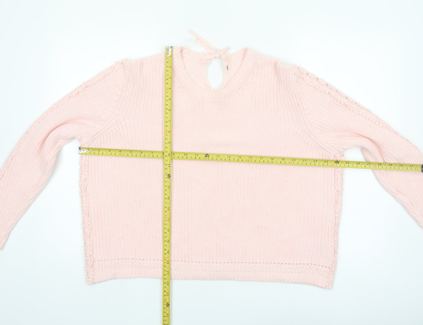 Marks and Spencer Women Pink XL Knit Cotton Crew Neck Jumper