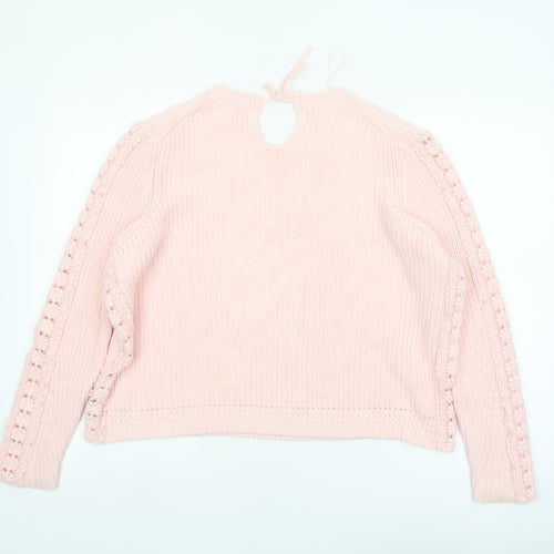 Marks and Spencer Women Pink XL Knit Cotton Crew Neck Jumper