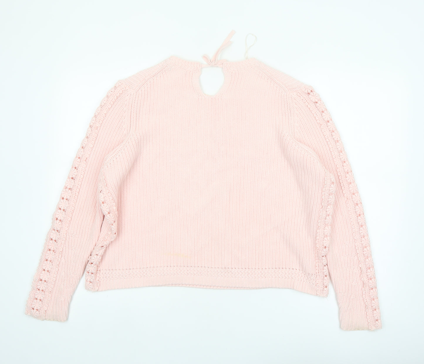 Marks and Spencer Women Pink XL Knit Cotton Crew Neck Jumper