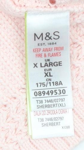 Marks and Spencer Women Pink XL Knit Cotton Crew Neck Jumper