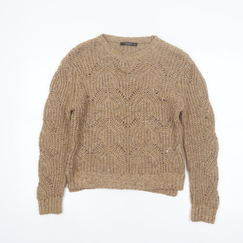 LCW Casual Women Beige Chunky-Knit Pullover Jumper XS